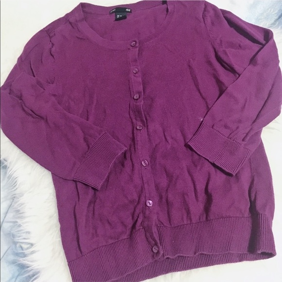 H&M Purple Plum Button Up Front Cardigan - Picture 2 of 5